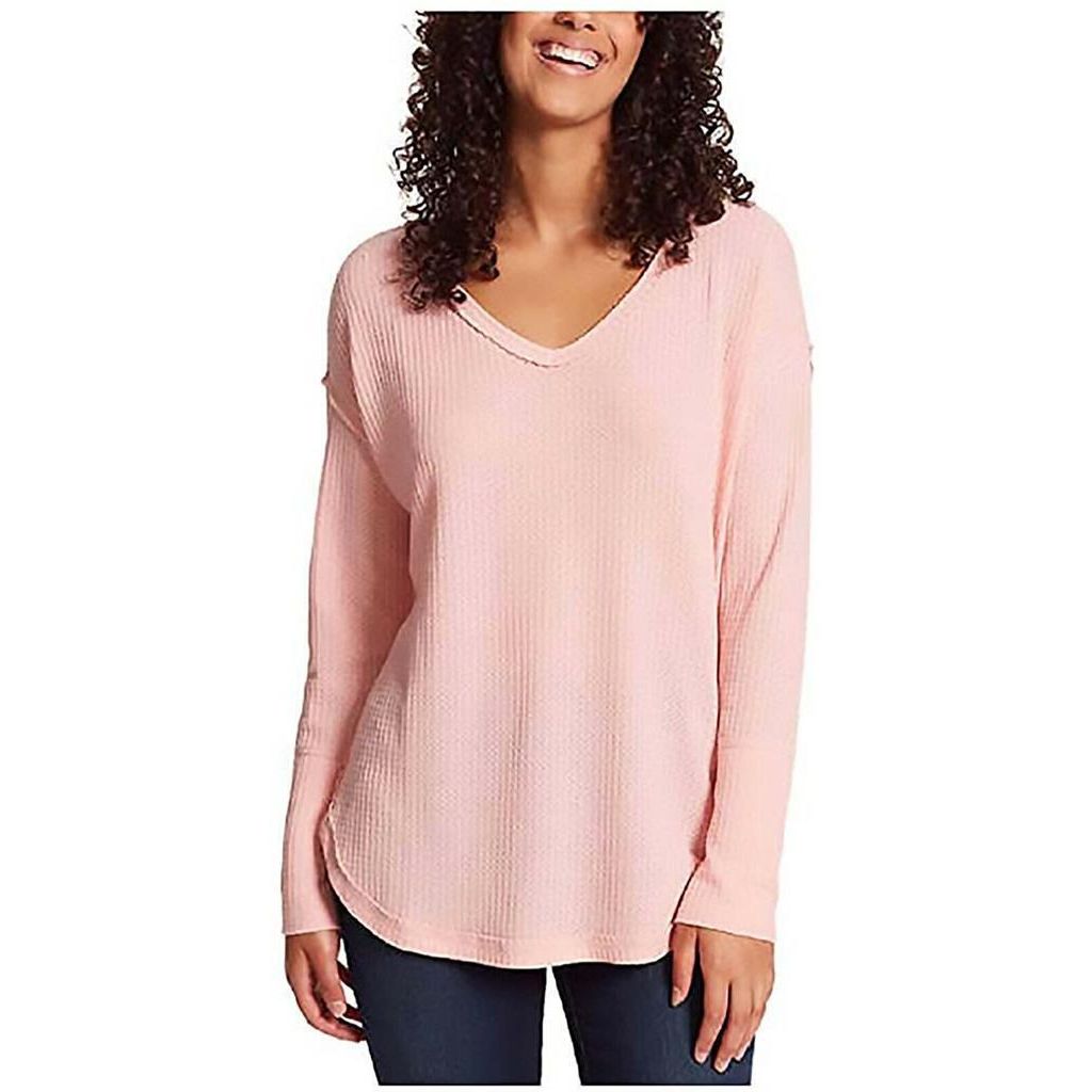 Vintage America Ladies’ Thermal Knit Top, PEACHY PINK, XS